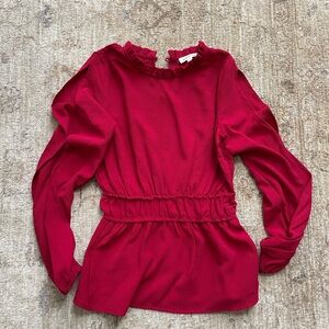 Monteau Red Peep Shoulder and Arm Blouse